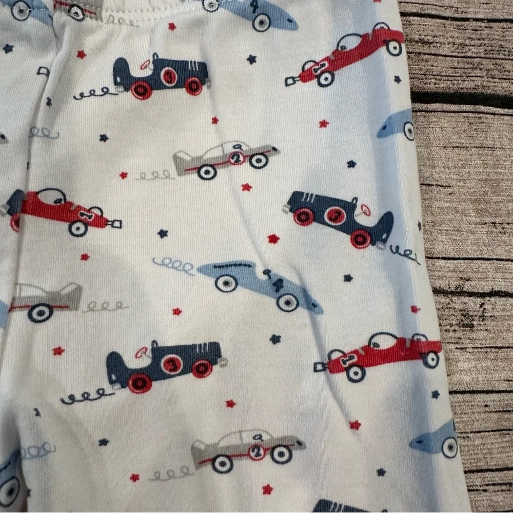 Kissy Kissy White Kids Pajama Set with Red and Blue Race Car Print